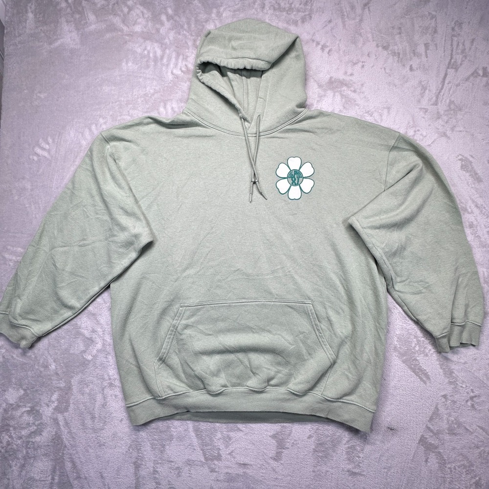 Alpha XI Mens 2XL Sage Green Floral Fleece Lined Comfort Oversized Hoodie